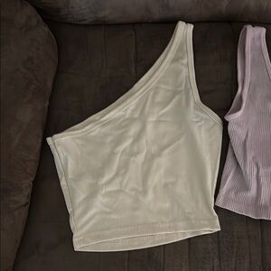 SHEIN Asymmetrical Cream Tank Top
